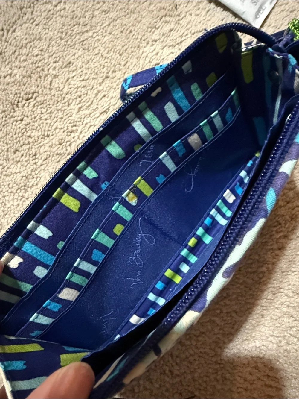 Vera Bradley Blue Floral Quilted Wristlet with Wrist Strap